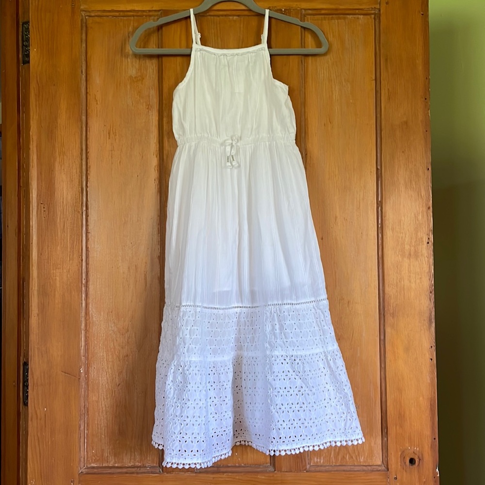 Cat & Jack, Dress, Girls Size Medium, White with a white and gold tie